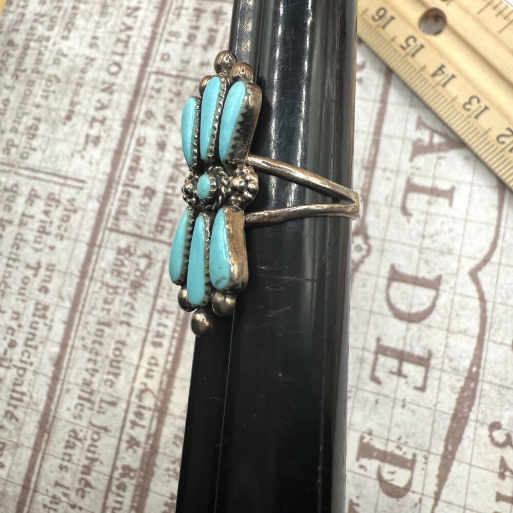 SOLD OUT Vintage Old Pawn Sterling Silver Turquoise Artisan Ring - Picture 14 of 15